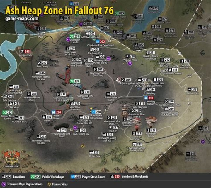 Ash Heap Map for Fallout 76