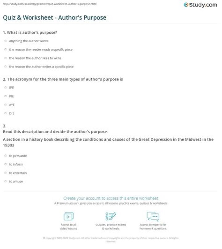 Author's Purpose Quiz