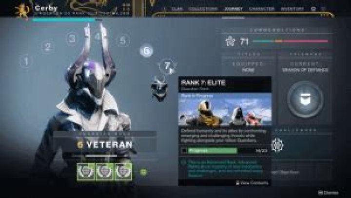 Destiny 2 Guardian Rank (1 to 11) Requirements