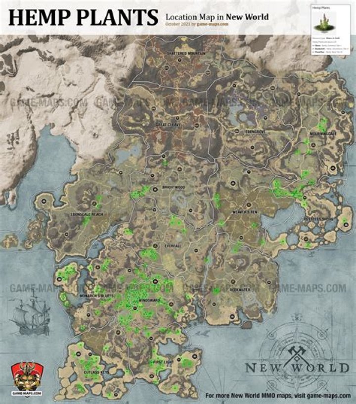 Hemp Plants Location Map in New World