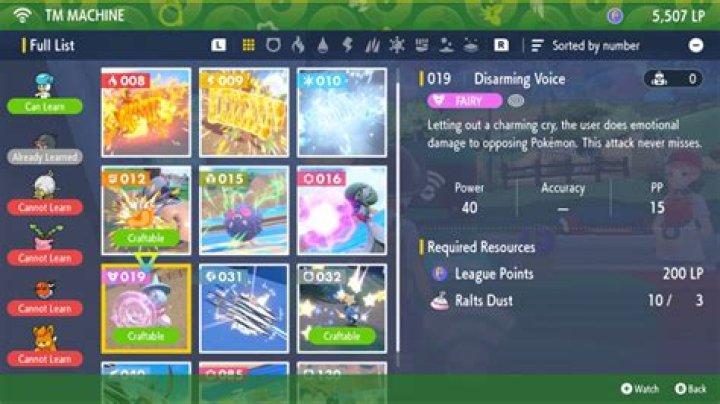How to craft TM 019 Disarming Voice in Pokémon Scarlet and Violet