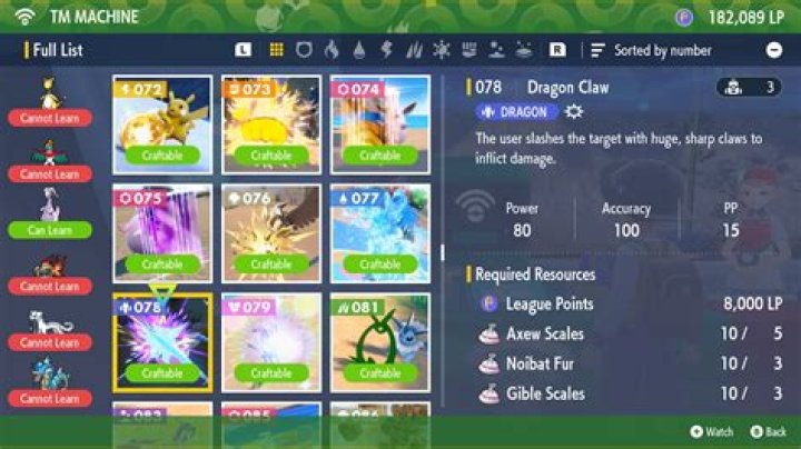 How to craft TM 078 Dragon Claw in Pokémon Scarlet and Violet
