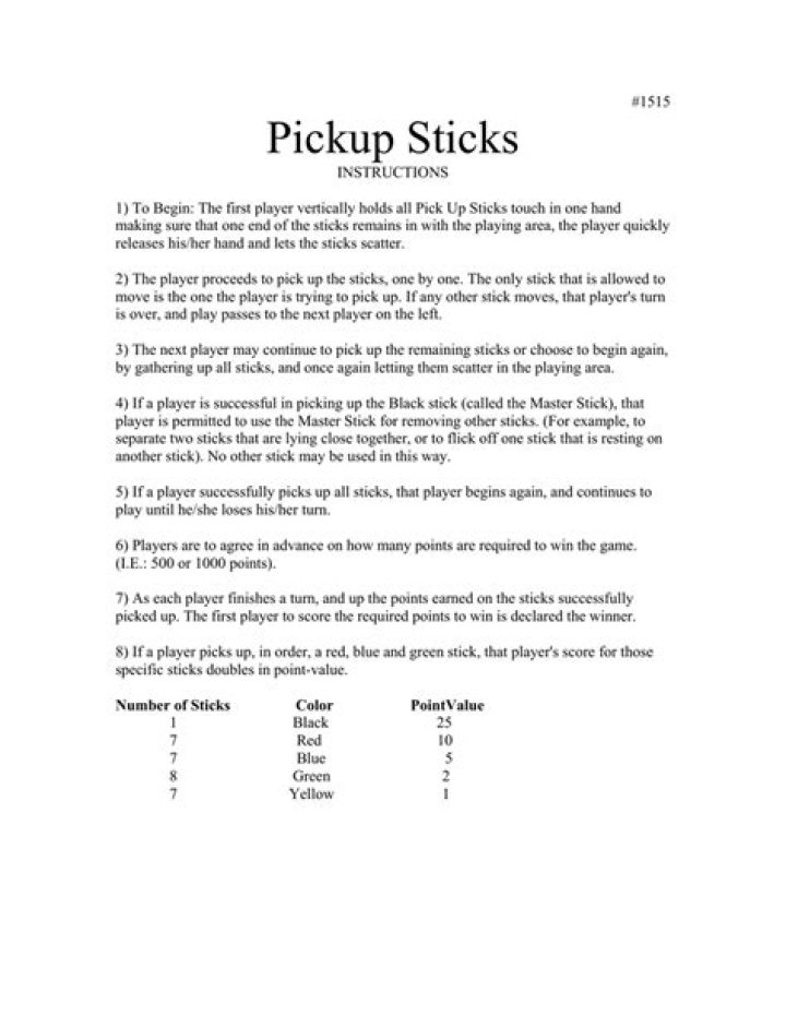 How to play Pick Up Sticks | Official Rules