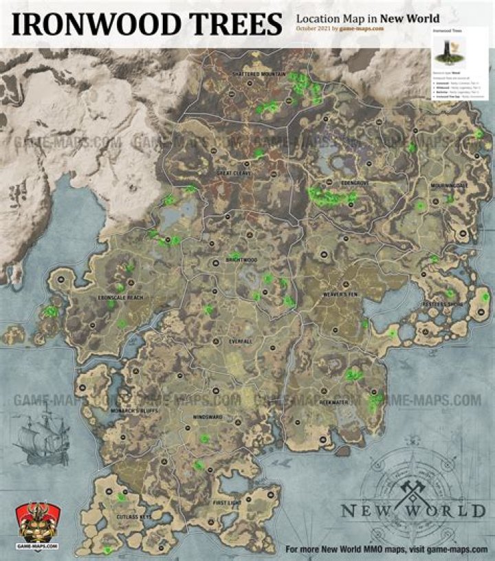 Ironwood Trees Location Map in New World