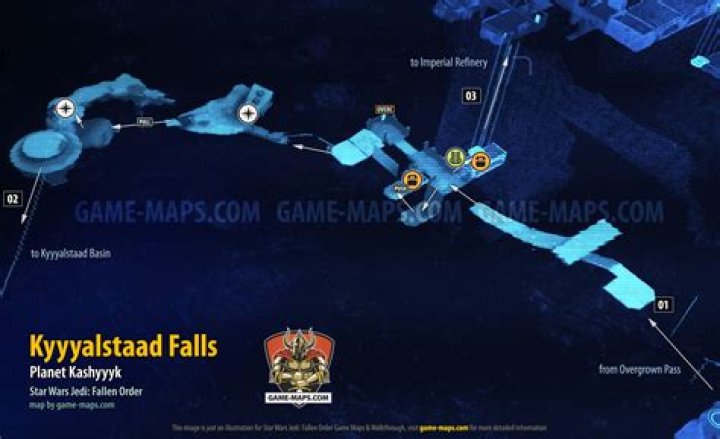 Kyyyalstaad Falls Map, Kashyyyk for Star Wars Jedi Fallen Order