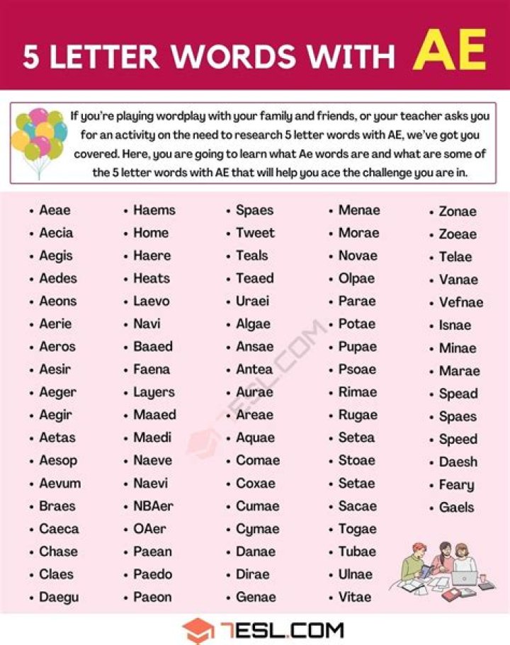 List of 6 Letter Words Ending With 'ae'