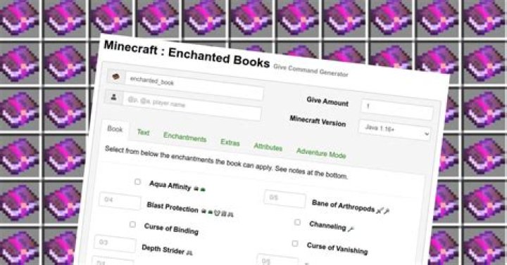 Minecraft : Enchanted Books(Give Command Generator) : Gamer Geeks