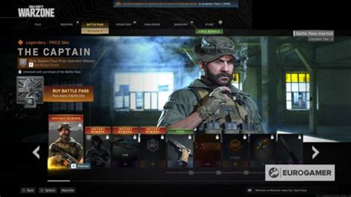 Modern Warfare: Warzone Season 4 Battle Pass skins and Operators, including Captain Price, Surreptitious and Killswitch