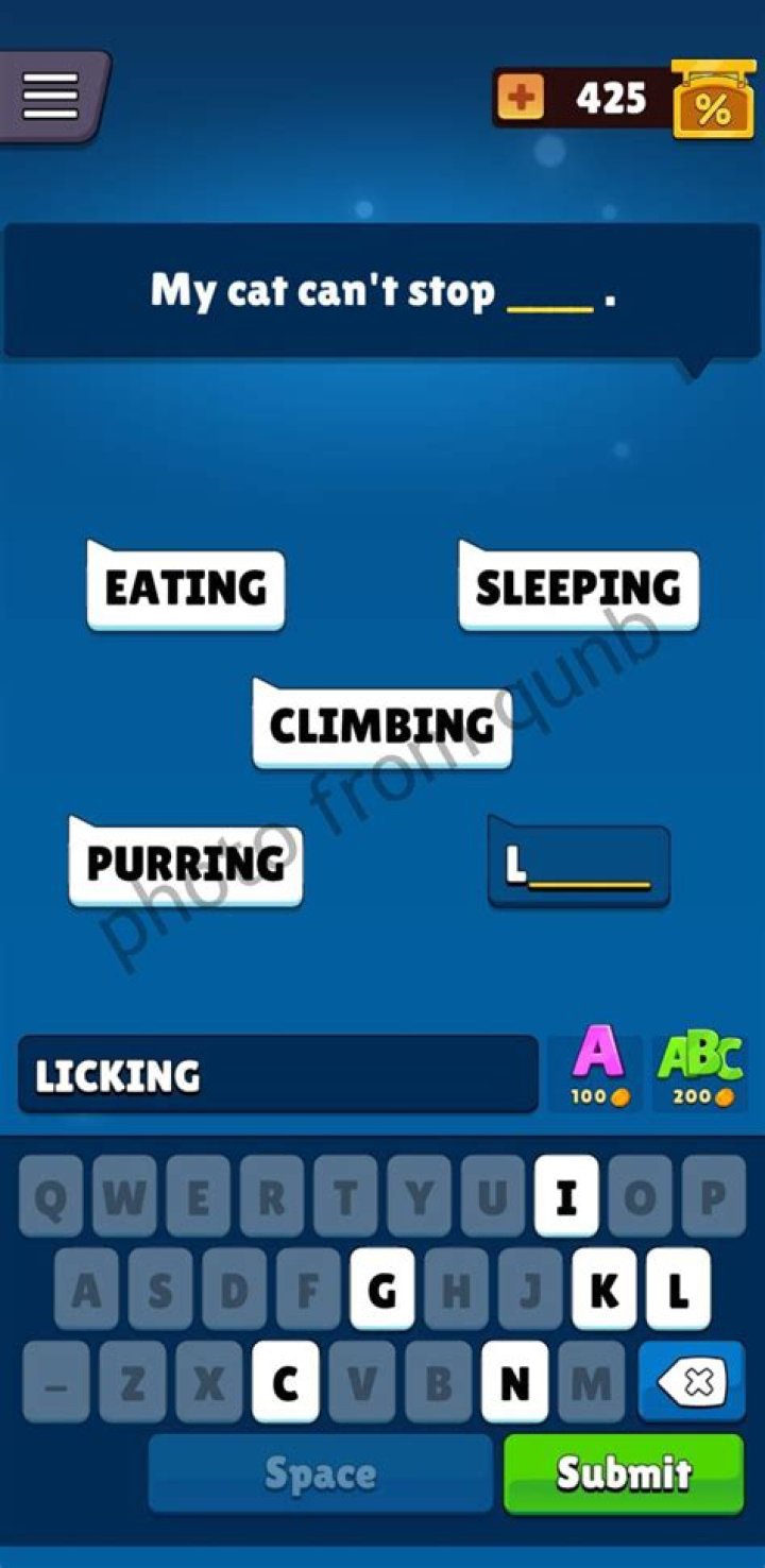 
My cat can’t stop ____: [Popular Words Answers]