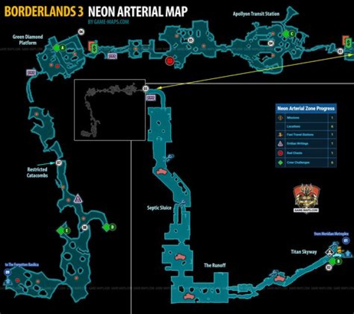 Neon Arterial Map for Borderlands 3