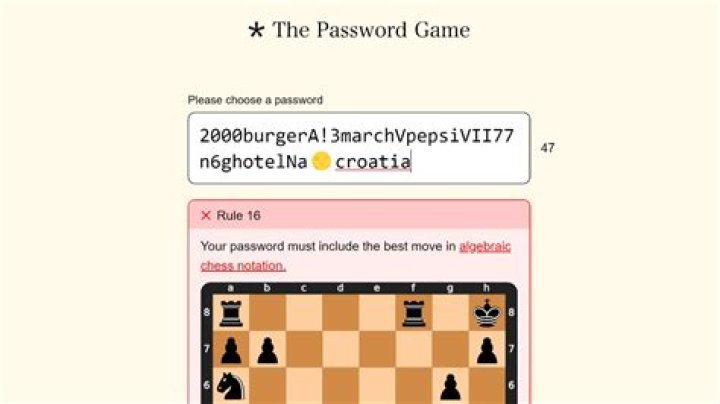 Password Game Rule 16: Best Move in Algebraic Chess Notation