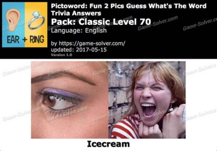 Pictoword Fun 2 Pics Classic Level 70 Answers • Game Solver