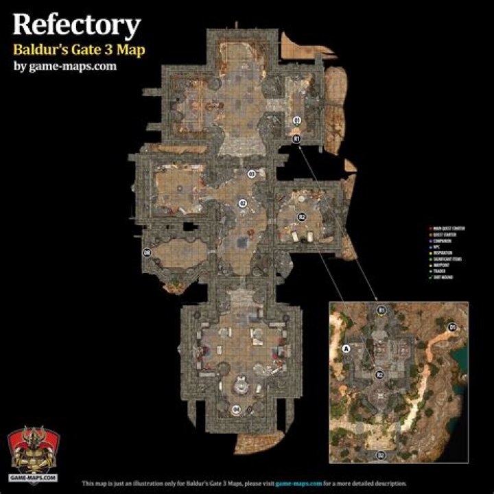 Refectory Map Baldur's Gate 3 (BG3)