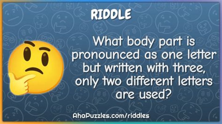 
What body part is pronounced as one letter but written with three, only two different letters are used? [Riddle Answers]