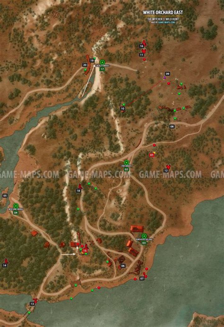 White Orchard East Map - The Witcher 3