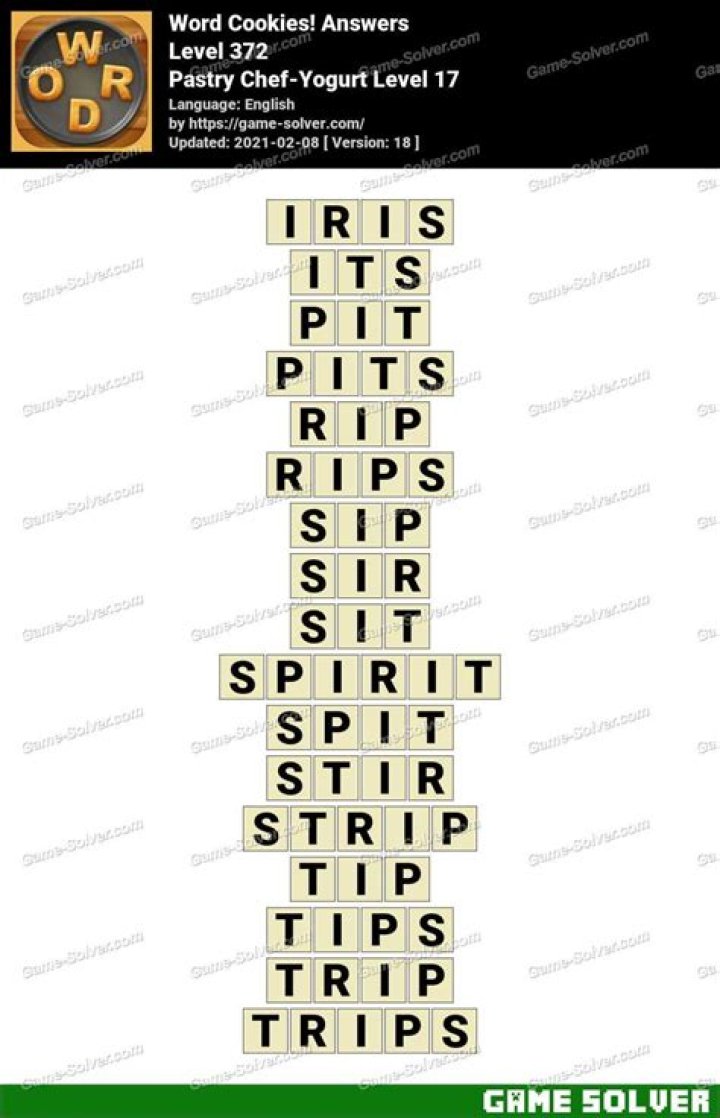Word Cookies Pastry Chef-Lime Level 18 Answers • Game Solver